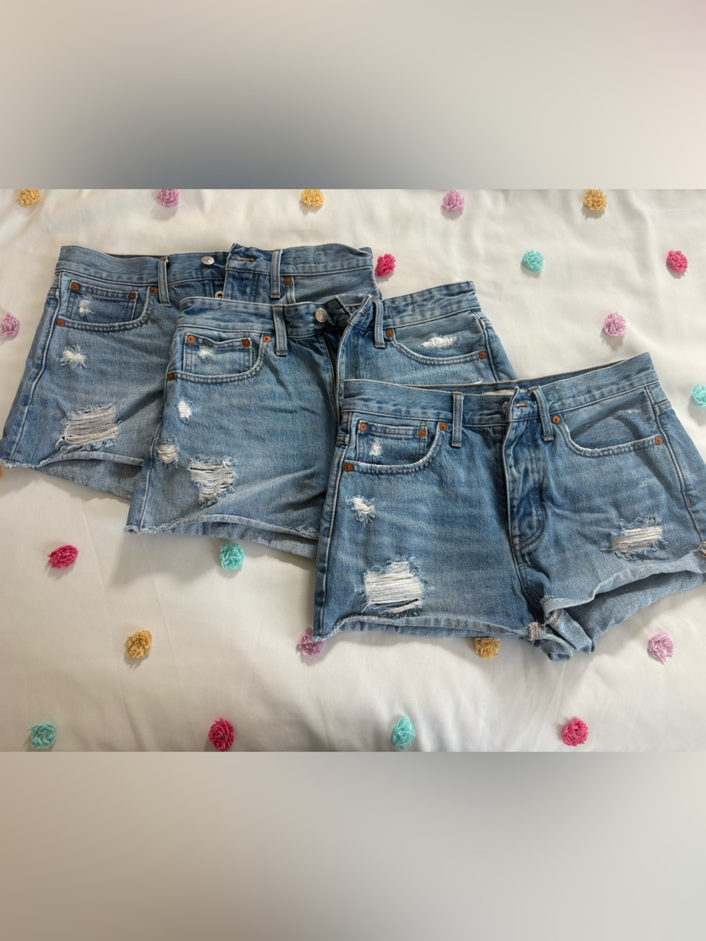 Lot of 3 EUC Madewell Distressed Relaxed Denim Shorts
